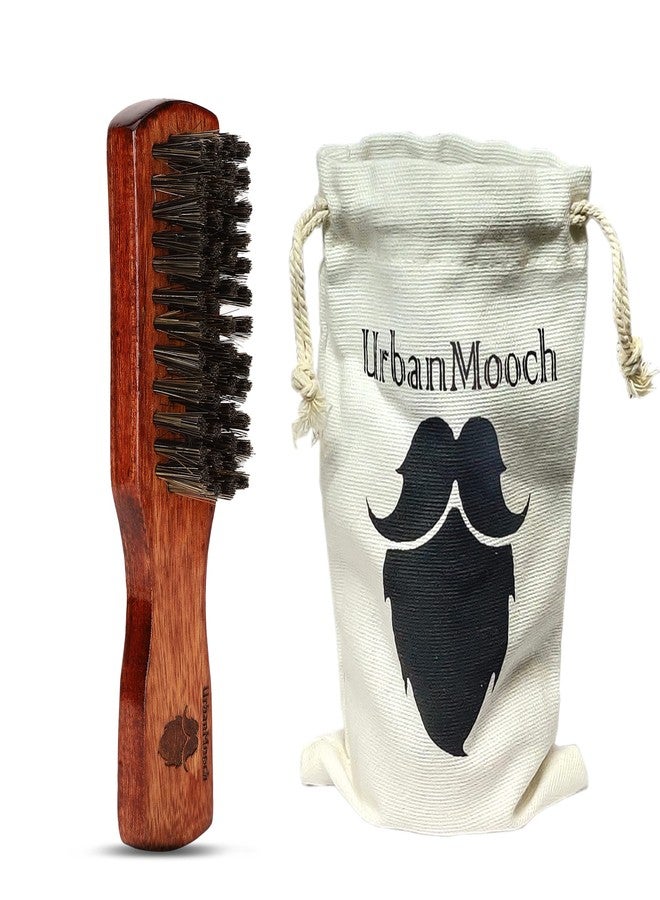 UrbanMooch Premium 100% Fiber Bristle Beard Brush With Wooden Handle, Straightens And Promotes Beard Growth, Works With Beard Oils And Balms, For Healthy & Stylish Beard - Image 1